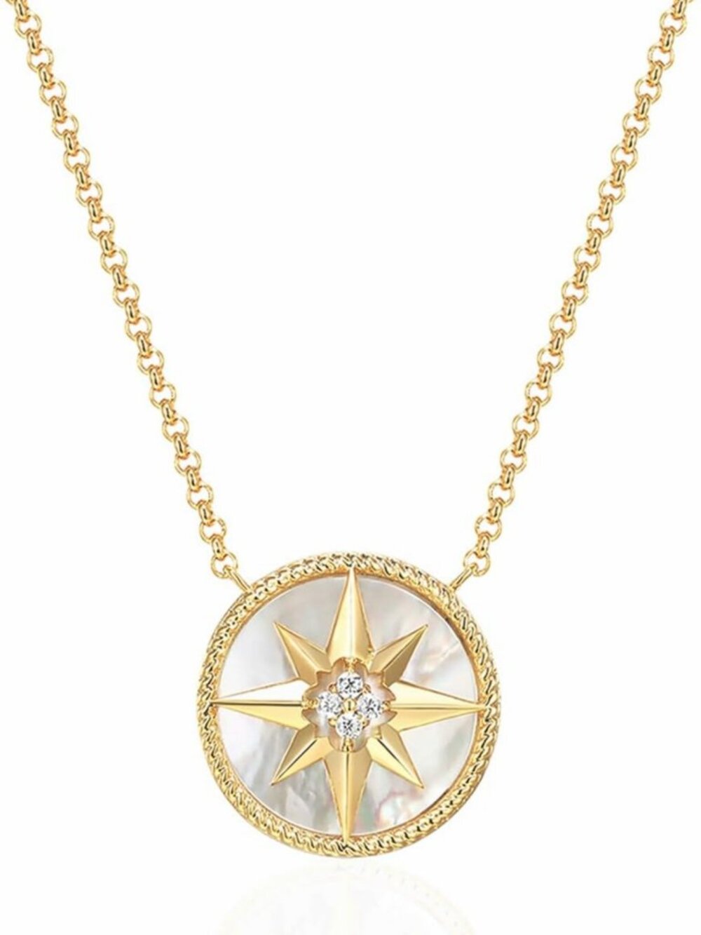 Celestial Compass Star Necklace with Green Stone - Women's Boho Jewelry